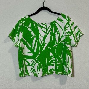 Lilly Pulitzer for Target Green Palm on White Low Back Crop Top in Size 1X